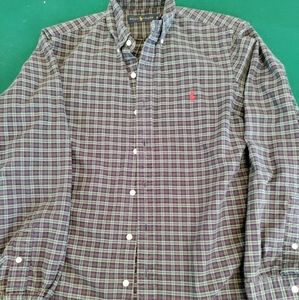 Ralph Lauren Men's Button Down Small Plaid long sleeve. In excellent used condit